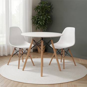 Eames 3 Piece Dining Set - W80, White