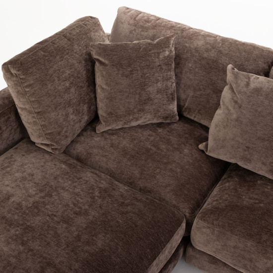 Ella Left Hand Facing Chaise + 2 Seater, Mushroom