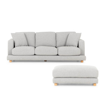 Ella 3 Seater + Ottoman, Light Grey