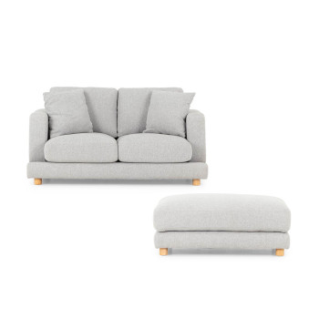 Ella 2 Seater + Ottoman, Light Grey
