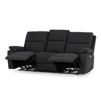 Gracey 3 Seater Electric Recliner + 2 Seater Fabric Electric Recliner, Charcoal