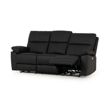 Gracey 3 Seater Electric Recliner + 2 Seater Leather Electric Recliner, Black