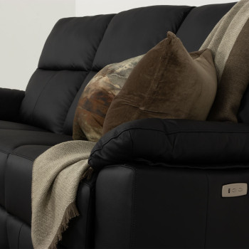 Gracey 3 Seater Electric Recliner + 2 Seater Leather Electric Recliner, Black