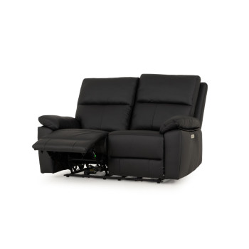 Gracey 3 Seater Electric Recliner + 2 Seater Leather Electric Recliner, Black