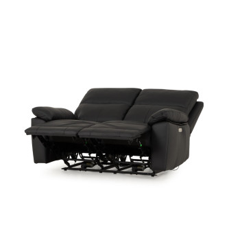 Gracey 3 Seater Electric Recliner + 2 Seater Leather Electric Recliner, Black