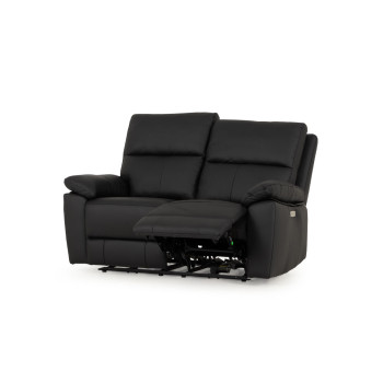 Gracey 3 Seater Electric Recliner + 2 Seater Leather Electric Recliner, Black