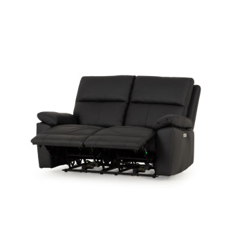 Gracey 3 Seater Electric Recliner + 2 Seater Leather Electric Recliner, Black