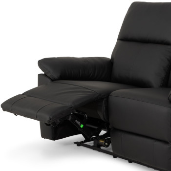 Gracey 3 Seater Electric Recliner + 2 Seater Leather Electric Recliner, Black