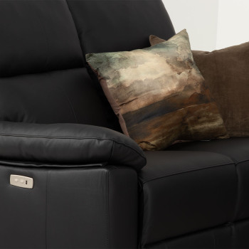 Gracey 3 Seater Electric Recliner + 2 Seater Leather Electric Recliner, Black
