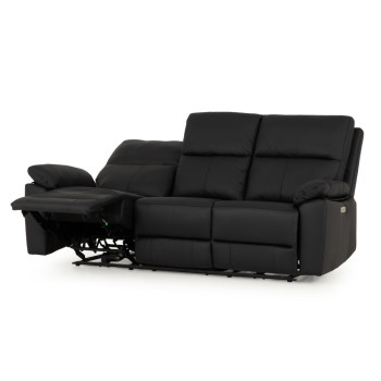 Gracey 3 Seater Electric Recliner + 2 Seater Leather Electric Recliner, Black
