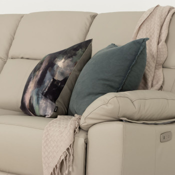 Gracey 3 Seater Electric Recliner + 2 Seater Leather Electric Recliner, Light Grey