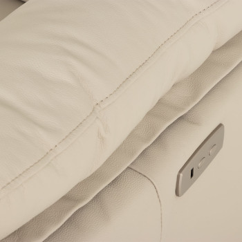 Gracey 3 Seater Electric Recliner + 2 Seater Leather Electric Recliner, Light Grey