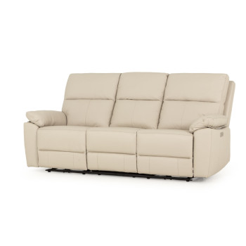 Gracey 3 Seater Electric Recliner + 2 Seater Leather Electric Recliner, Light Grey