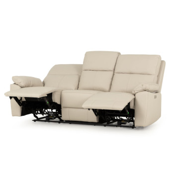 Gracey 3 Seater Electric Recliner + 2 Seater Leather Electric Recliner, Light Grey