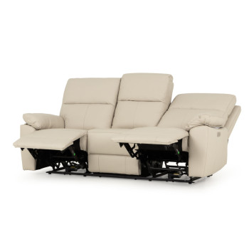Gracey 3 Seater Electric Recliner + 2 Seater Leather Electric Recliner, Light Grey