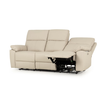 Gracey 3 Seater Electric Recliner + 2 Seater Leather Electric Recliner, Light Grey