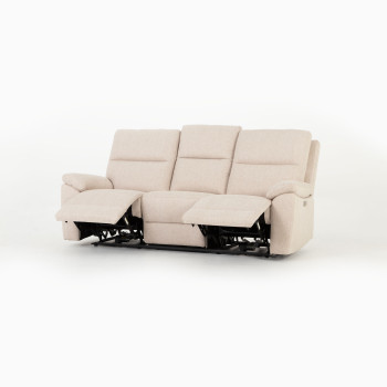 Gracey 3 Seater Electric Recliner + 2 Seater Fabric Electric Recliner, Taupe