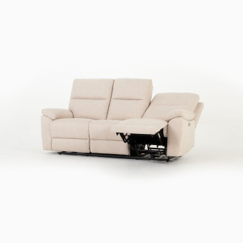 Gracey 3 Seater Electric Recliner + 2 Seater Fabric Electric Recliner, Taupe
