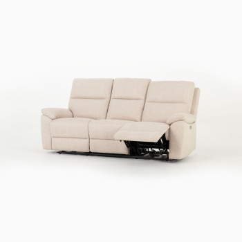 Gracey 3 Seater Electric Recliner + 2 Seater Fabric Electric Recliner, Taupe