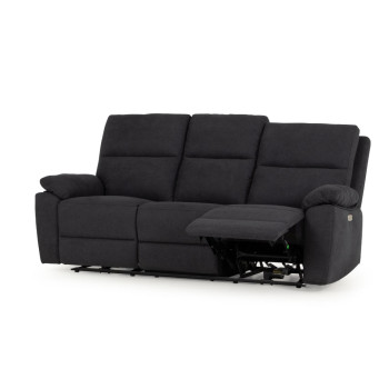Gracey 3 Seater Electric Recliner + 2 Fabric Electric Recliner Chairs, Charcoal