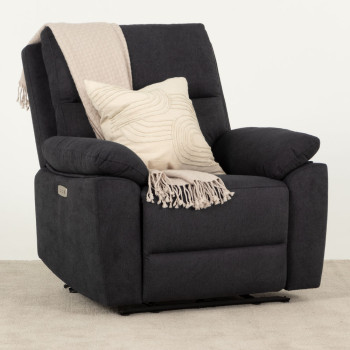 Gracey 3 Seater Electric Recliner + 2 Fabric Electric Recliner Chairs, Charcoal