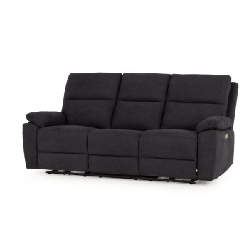 Gracey 3 Seater Electric Recliner + 2 Fabric Electric Recliner Chairs, Charcoal