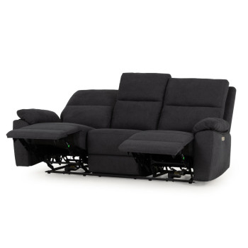 Gracey 3 Seater Electric Recliner + 2 Fabric Electric Recliner Chairs, Charcoal