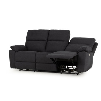 Gracey 3 Seater Electric Recliner + 2 Fabric Electric Recliner Chairs, Charcoal