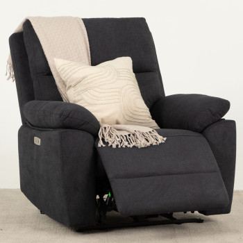 Gracey 2 Seater Electric Recliner + 2 Fabric Electric Recliner Chairs, Charcoal