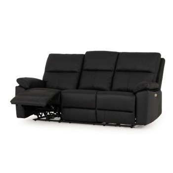 Gracey 3 Seater Electric Recliner + 2 Leather Electric Recliner Chairs, Black