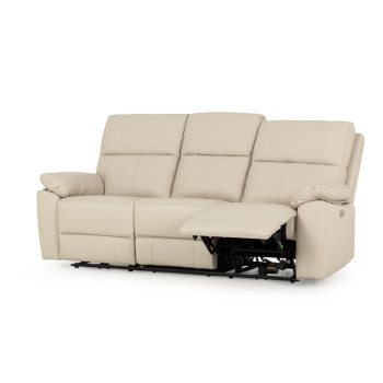 Gracey 3 Seater Electric Recliner + 2 Leather Electric Recliner Chairs, Light Grey