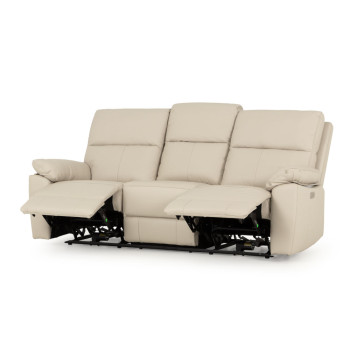 Gracey 3 Seater Electric Recliner + 2 Leather Electric Recliner Chairs, Light Grey