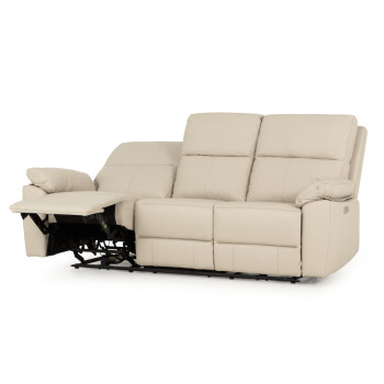 Gracey 3 Seater Electric Recliner + 2 Leather Electric Recliner Chairs, Light Grey
