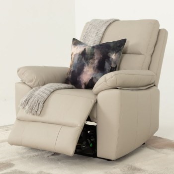 Gracey 2 Seater Electric Recliner + 2 Leather Electric Recliner Chairs, Light Grey