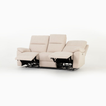 Gracey 3 Seater Electric Recliner + 2 Fabric Electric Recliner Chairs, Taupe