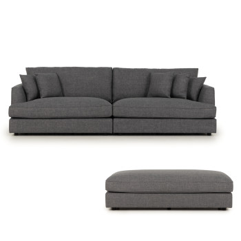 Hampshire Lounge Suite 4 Seater + Ottoman, Dark Grey