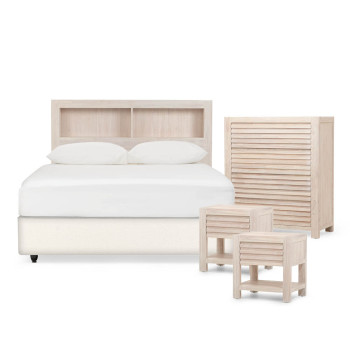 Haven 4 Piece Bedroom Set with Double/Queen Headboard, White