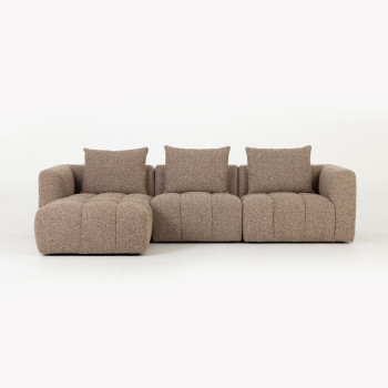 Ikon 3 Seater Modular Left Hand Facing Chaise Sofa, Brown