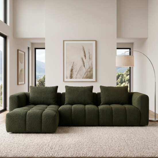 Ikon 3 Seater Modular Left Hand Facing Chaise Sofa, Green
