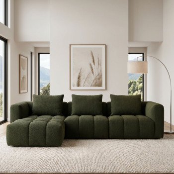 Ikon 3 Seater Modular Left Hand Facing Chaise Sofa, Green