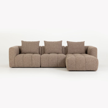 Ikon 3 Seater Modular Right Hand Facing Chaise Sofa, Brown