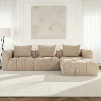 Ikon 3 Seater Modular Chaise Sofa, Brown