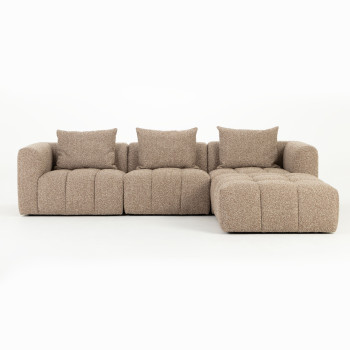 Ikon 3 Seater Modular Sofa With Ottoman, Brown