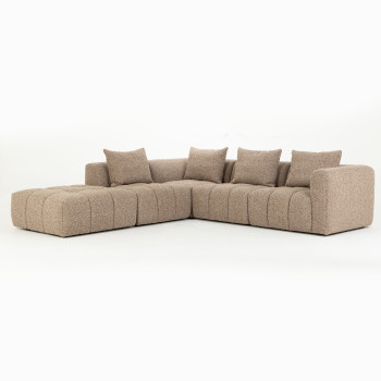 Ikon 4 Seater Modular Left Hand Facing Corner Sofa with Ottoman, Brown