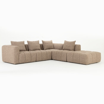 Ikon 4 Seater Modular Right Hand Facing Corner Sofa with Ottoman, Brown