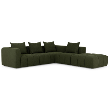Ikon 4 Seater Modular Right Hand Facing Corner Sofa with Ottoman, Green
