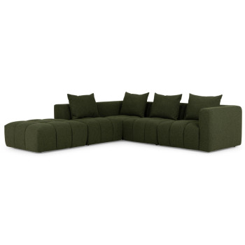 Ikon 4 Seater Modular Left Hand Facing Corner Sofa with Ottoman, Green