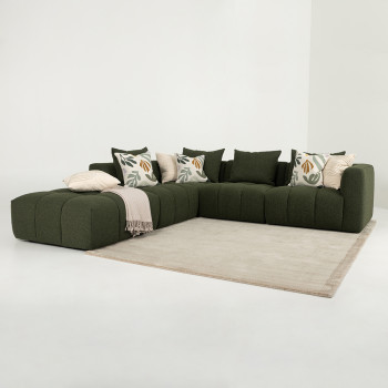 Ikon 4 Seater Modular Left Hand Facing Corner Sofa with Ottoman, Green