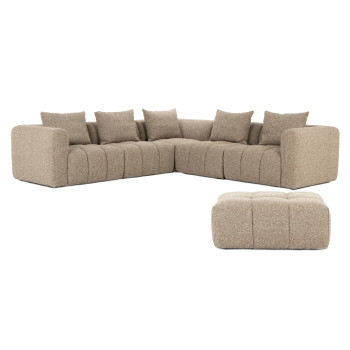 Ikon 5 Seater Corner Modular Sofa With Ottoman, Brown