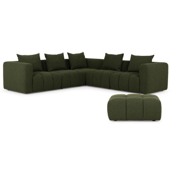 Ikon 5 Seater Corner Modular Sofa With Ottoman, Green